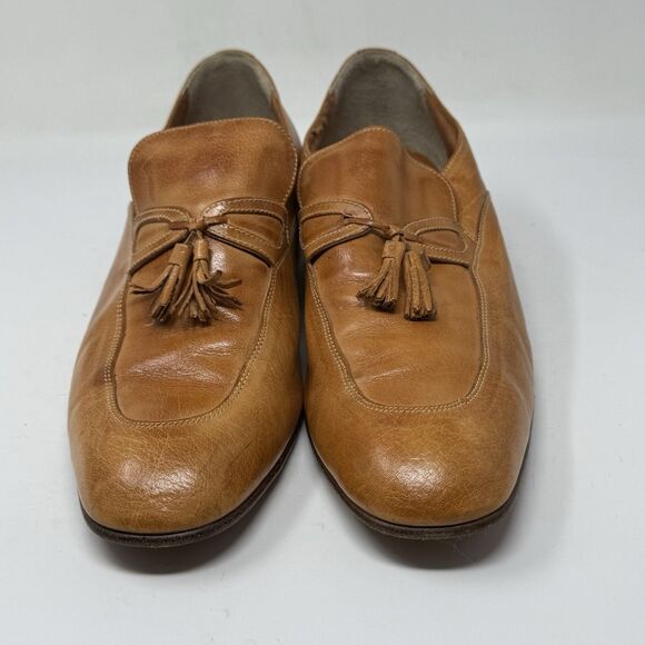 Jean Pier Clemente Loafers Mens 9.5 D Tan Brown Leather Tasseled Vintage Italy main image 8